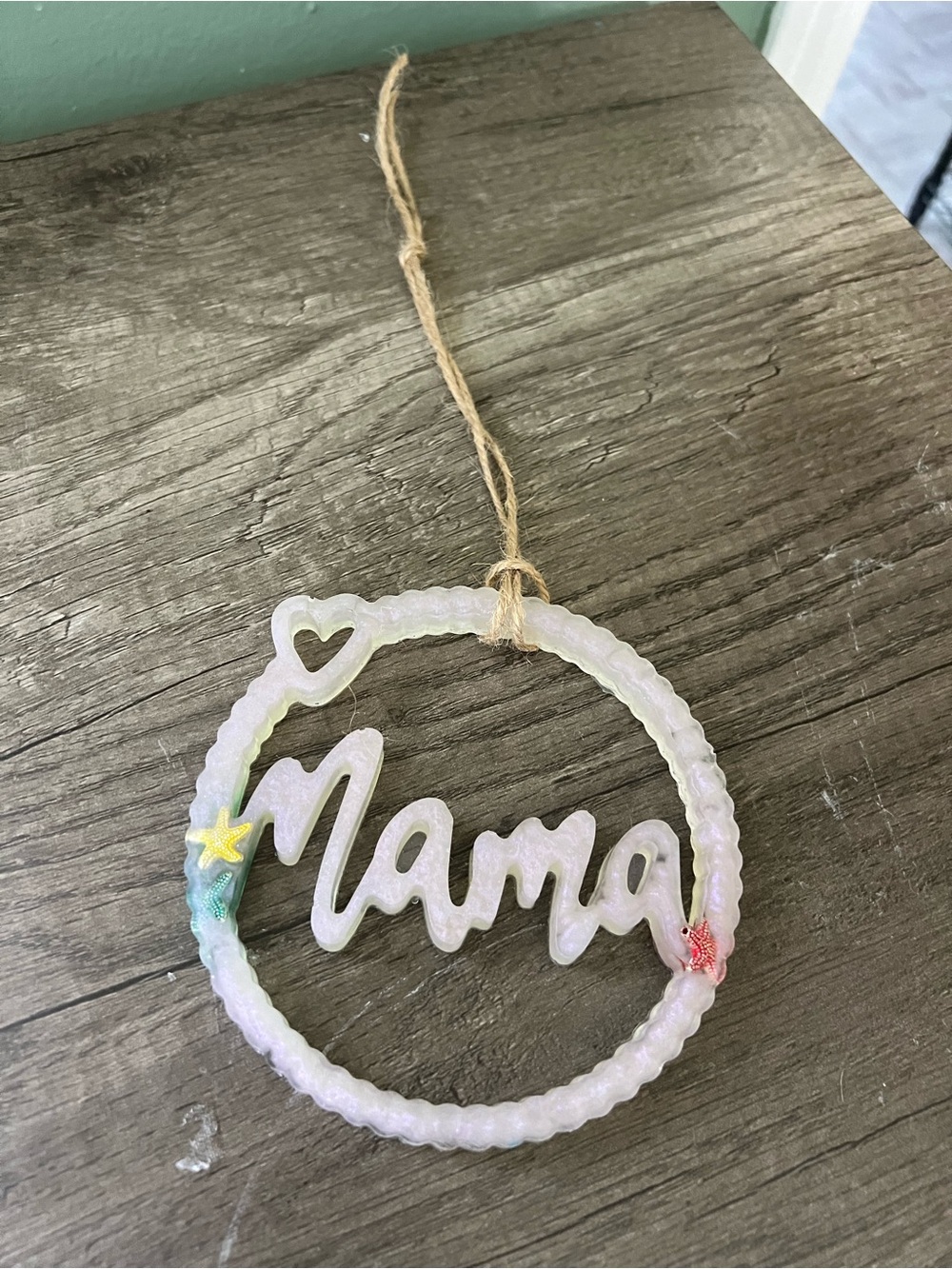 Mama Hanging Ornament - Iridescent Pastel Pink
